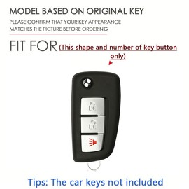 SANRILY Gray New Metal Leather Flip Key Fob Cover Fit for Nissan Rogue Select Rogue Sport Sentra Sylphy Pulsar Keyless Flip Folding 3 Buttons Key Holder with Keychain B