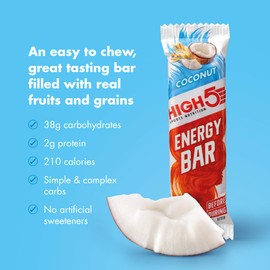 HIGH5 Energy Bar - Real Fruits Soft Bar - No Artificial Sweeteners (Coconut, 12 x 55g)