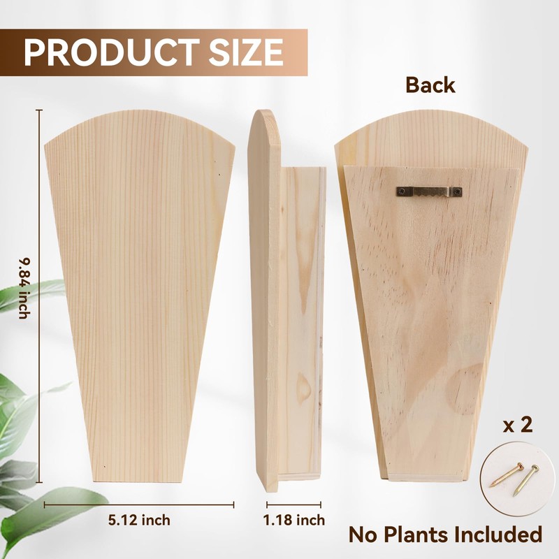 Boho Arched Wood Wall Vase for Flower, Farmhouse Wall Planter