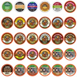 Crazy Cups Flavored Decaf Coffee Pods Variety Pack Sampler, Assorted Single Serve Decaffeinated Coffee Capsules for Keurig K Cups Brewers, 30 Flavored Decaf Coffees - No Duplicates