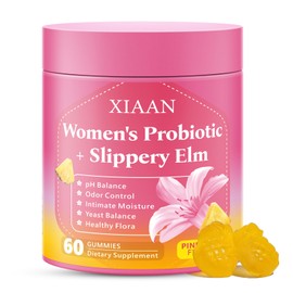 XIAAN Womens Probiotic Slippery Elm Gummies, Her Juicy Feminine Probiotics Gummies Supports pH Balance & Immune System, Vaginal Probiotic Gummies, Suagr-Free, Veagn, Pineapple Flavor, 60 Count