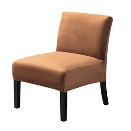 PENDEJATO Armless Accent Chair Covers, Stretch Armless Chair Slipcover Velvet Armless Chair Covers Furniture Protector for Living Room Bedroom (Camel)