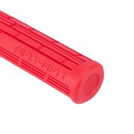 FIFTY-FIFTY Mountain Bike Grips, Single Lock-on MTB Handlerbar Grips, Soft and Comfortable, Non-Slip Locking Bicycle Handle for All Mountain, Enduro, Downhill (Red)