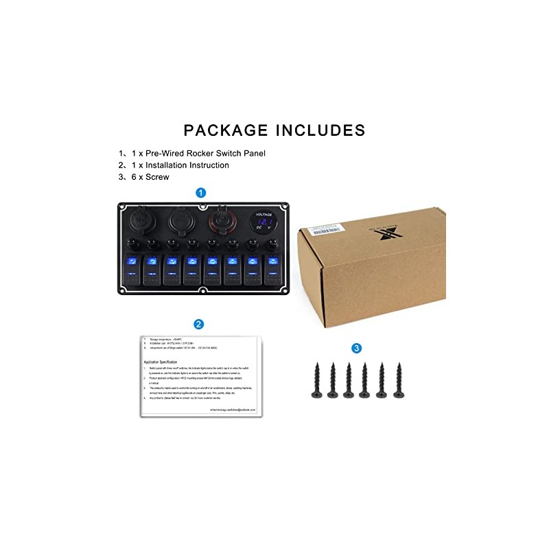 xhtechnology - Panel de Interruptores Marinos Impermeable, Panel de Interruptores