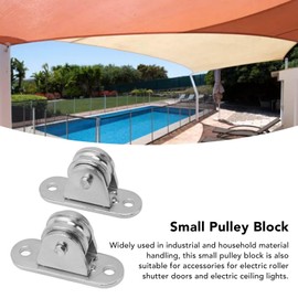 2pcs Small Silent Pulley Block, Pulleys for Rope Pulley Wheel with Screws, Stainless Steel Pulley Roller Wheel, Wall Ceiling Mount Fixed Pulley for Wire Rope Rail Sliding Gate