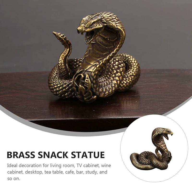 TOYANDONA Brass Cobra Snake Statue Cobra Snake Sculpture Wealth Figurine