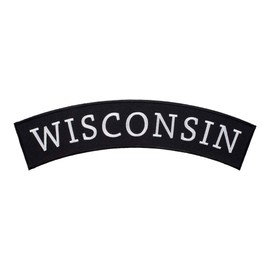 PatchStop Wisconsin State Top Rocker Large Biker Patches for Vests Motorcycle Jackets -12x3.5in Iron On USA Travel Souvenir Embroidered Emblem - Big Sew On Patch for Leather Backpacks Luggage