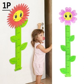 Wall-Mounted Height Measurement Sticker Growth Chart Flower Design Height Chart 2ea