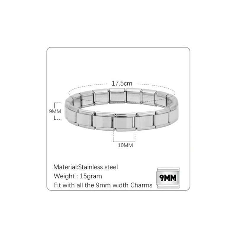 Quiges - 9 mm Italian Style Charm Module Stainless Steel