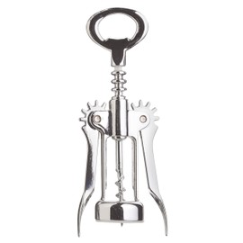 BarCraft Double Handed Chrome Winged Corkscrew, Metal,Black Lever Arm,16 cm