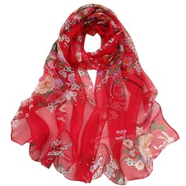 FAIRYGATE Women's Scarves & Wraps Large Size Lightweight Scarfs Shawls for Women Ladies Chiffon Scarf Red A4706