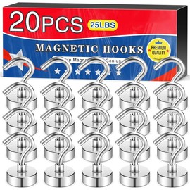20Pack Heavy Duty Magnetic Hooks, 25 lbs Strong Neodymium Magnet Hooks for Hanging, Magnet with Hook for Cruise, Grill, Fridge - Size: 8 Pack | Color: Blue