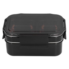 304 Stainless Steel Electric Lunch Box Double Layer Insulated Lunch Box with Compartment for Office School TravelBlack