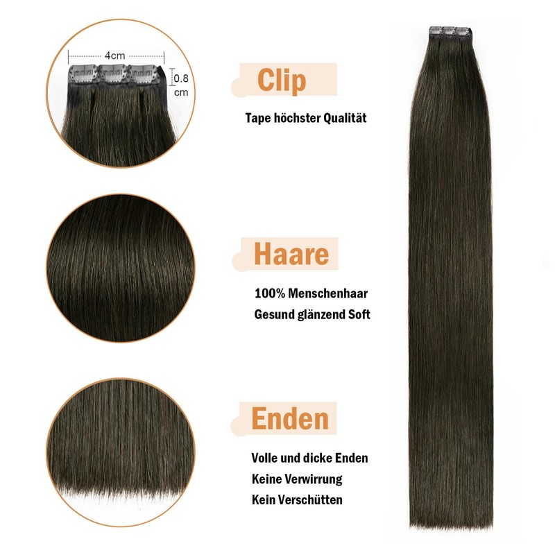 35 cm-55cm Clip-In Hair Extensions, 100 % Remy Real Human