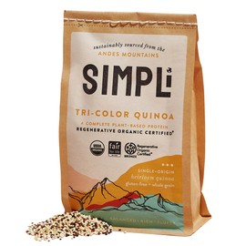 SIMPLi Regenerative Organic Certified Tri-Color Quinoa, Ancient Grain, Complete Plant-Based Protein, Naturally Gluten-Free, Organic Quinoa, 12 oz
