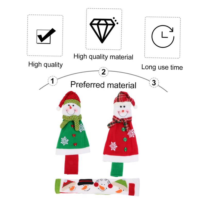 CORHAD Fridge Door Handle Protectors 3pcs Christmas Decor Snowman Pattern