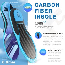 XINIFOOT Carbon Fiber Sport Insoles with Arch Support for Men and Women Shock Absorbing Performance Insoles for Running, Sneaker Insoles, Injury Protection, Energy Return, Increased Performance