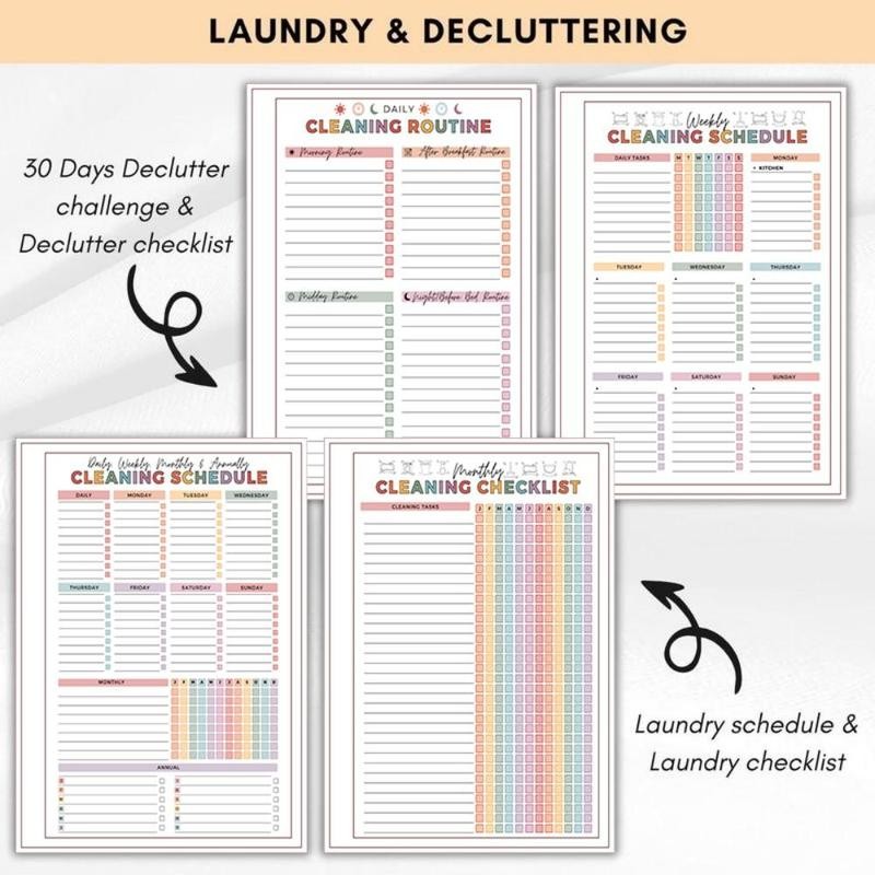 1pc ADHD Cleaning Scheduling Planner, Weekly/monthly Cleaning Schedule, Decluttering Checklist, Organize Tasks &