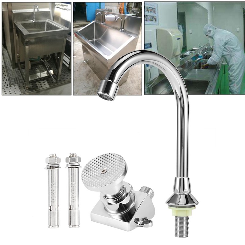 G1/2in Thread Copper Floor Mounted Foot Pedal Basin Faucet Sink