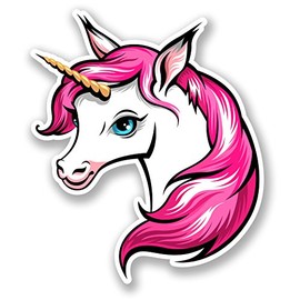 2 x 10cm Pretty Pink Unicorn Funny Vinyl Sticker Laptop Car Girls Horse #6013 (8.5cm Wide x 10cm Tall)