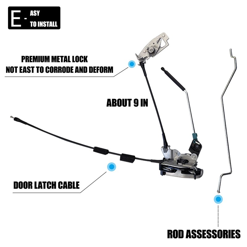Unikpas Door Latch Assembly w/Cable & Rod Compatible for Ford