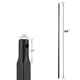 Langdoly Square 1/2" x 44" Wrought Iron Plain Balusters Hollow Iron Spindles for Indoor Stairs (Satin Black- Pack of 10)