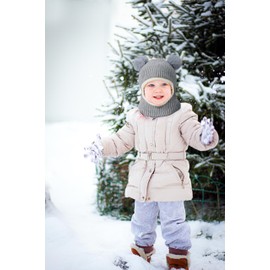 Aofalbe Kids Winter Hat Scarf Set for Baby Girls Boys, Toddler Knit Beanie Hat for Infant with Warm Fleece Lined Gray