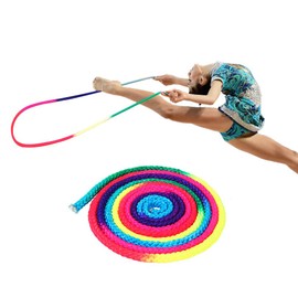 Lwuey Gymnastics Art Rope, Rainbow Color Rhythmic Gym Ropes Solid Competition Arts Training Sports Rope Durable Reusable Nylon Jumping for Professional Skipping Home Fitness Kids Playing Exercise