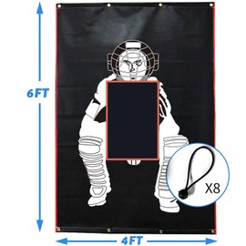 Supvision Batting Cage Backstop with Strike Zone 600D~1680D PVC Coated Oxford Fabric Vinyl Baseball Backstop with Catcher Softball Pitcher Training Equipment Aid (4 x 6 Ft-1680D)