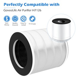 GoKBNY 4-Pack H7126 Replacement Filter Compatible with GoveeLife H7126 Purifier, 3-in-1 True HEPA Filters, with Aromatherapy Tablets