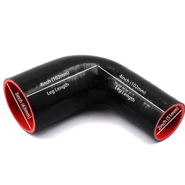 Silicone Hose 2 to 3 inch Elbow Coupler 90 Degree 4 Ply Reducer Leg Length 4 inch (102mm) Pipe for Turbo Intake Intercooler Radiator with 2 PCS T-Bolt Clamps