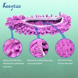 Keeytaa Mop Slippers Shoes 10 Pcs (5 Pairs),Dust Duster, Mop Socks for Women Men Kids Foot, Microfiber Dust Hair Cleaners | Reusable | Washable | Dry The Floors for House Office Bathroom Kitchen