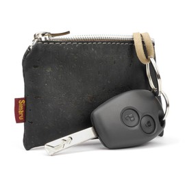 SIMARU Key Case / Key Case Made of High-Quality Cork, Vegan & Sustainable, Durable & Waterproof, Key Bag for Men & Women with Zip, Ideal for Your Car Keys, black