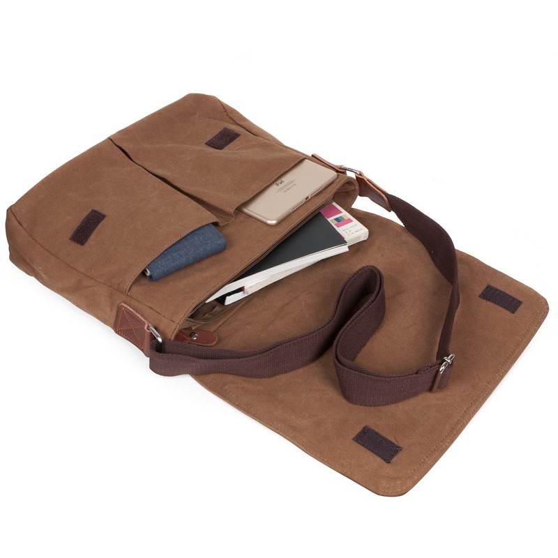 LOSMILE Mens Canvas Messenger Shoulder Bag. (Brown)