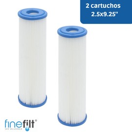 Filtro de agua cartuchos de repuesto plisado para retención de partiçulas y sedimentos compatible con rotoplas | Paquete de 2 cartuchos | Diámetro 7cm x 23.5cm largo