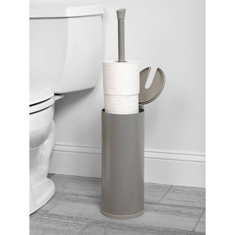 Zenna Home Easy Access Toilet Paper Holder with Lid, Rustproof,