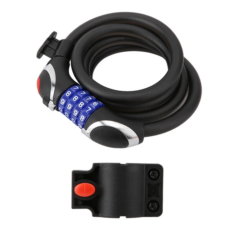Bicycle Cycling Riding Steel Cable Lock Four digit Light Password