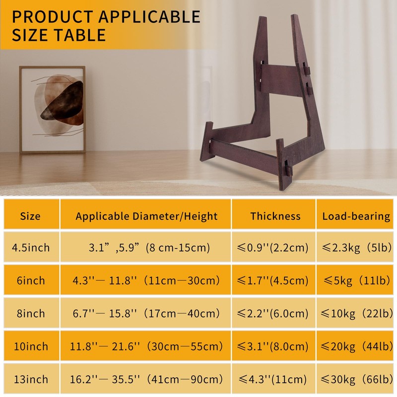 YSWOMOSKD 1 Pack 13 Inch Wooden Display Stand, Easel &