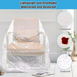 2 Pack Clear Recliner Armchair Covers,Waterproof Plastic Chair Covers Protectors,4 MIL Thick Heavy Duty Storage Moving Cover For Furniture Sofa Couch,Extra Large Dust-Proof Moving Bags.