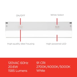 UltraPro 48 inch Hardwired Under Cabinet Lights, 3 Color Settings - 2700K/4000K/5000K - Warm White, Cool White, and Daylight, Under Cabinet Lighting, Dimmable Under Counter Lights for Kitchen, 45370