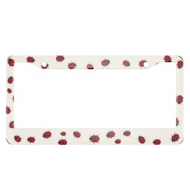 HOSNYE Ladybug License Plate Frame Cute Colorful Ladybird Nature, Spring, Summer Metal License Plate Cover Front Plates Frames Car Tag Frame for Women Men US Vehicles Standard