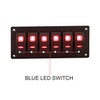 Garfour Marine Red 6 Gang Boat Switch Panel 5 Pin