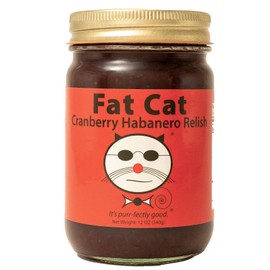 Cranberry Habanero Relish Seasonal Holiday Condiment by Fat Cat Gourmet | Sweet, Tart, Savory | For Sandwiches, Roasts, BBQ | Mild Heat | Preservative-Free, Gluten-Free | 3 Jars