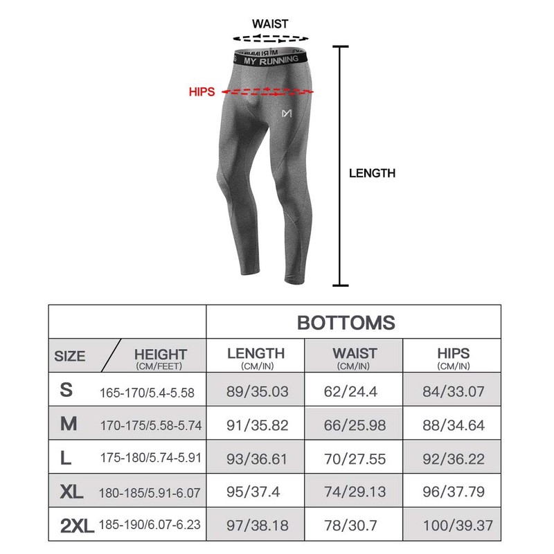 MEETYOO Leggings Uomo, Calzamaglie Sportive Pantaloni Fitness Compressione Baselayer per