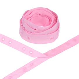M METERXITY Plastic Snap Buttons, 2 Yards Plastic Snaps, Polyester Tape Hook & Eye Zipper Popper Press Stud Fastener for Sewing/Clothes/Fabric/DIY Craft [Pink, 36mm Spacing]