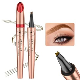 3D Microblading Cejas Tatuaje Lápiz 4 Tenedor Tip, lápiz de cejas fino impermeable , antimanchas de larga duración, crea cejas naturales, Magic Lápiz de cejas adecuado para principiantes（Marrón oscuro）