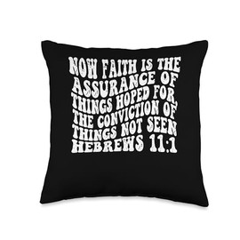 Retro Groovy Faith Hebrews 11 1 Now faith is the assurance o Throw Pillow