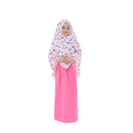 Girls Prayer Set for Muslim, Two Pieces Islamic Prayer Dress for Kids (977, 10-11, White)