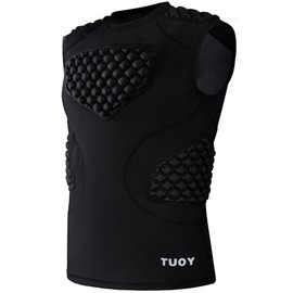 TIAXU TIAXU Men's Football Rib Protector Chest Shoulder Sleeveless Vest Padded Shirt for Aldult Football Rugby Softball T Ball Heart Sternum Guard