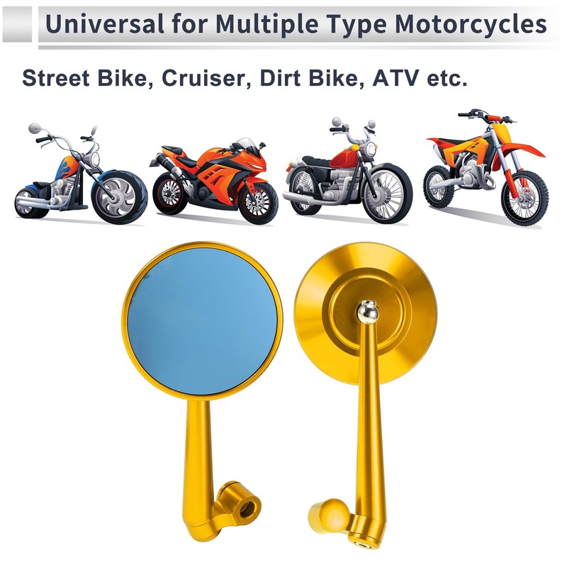 RATCHROLL 1 Set Universal Motorcycle Rear View Mirrors Adjustable Bar
